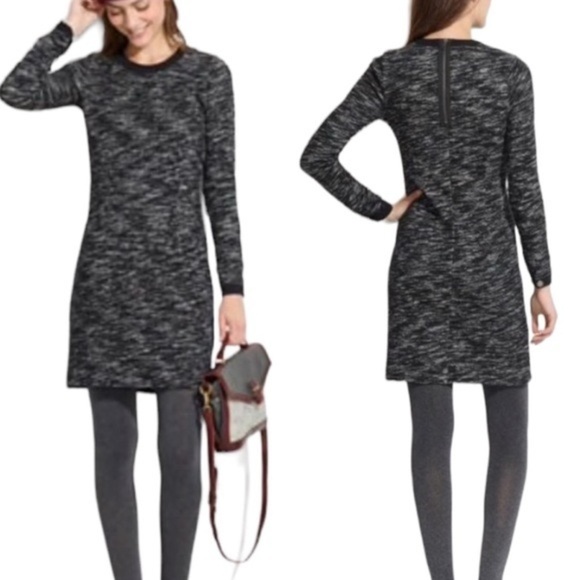 Madewell Marled Charcoal Gray Sweatshirt Dress Long Sleeve Sz M - Picture 1 of 12